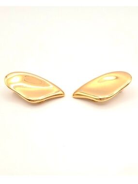 Vintage Vendome Gold Sculptural Clip-On Earrings Molten Statement